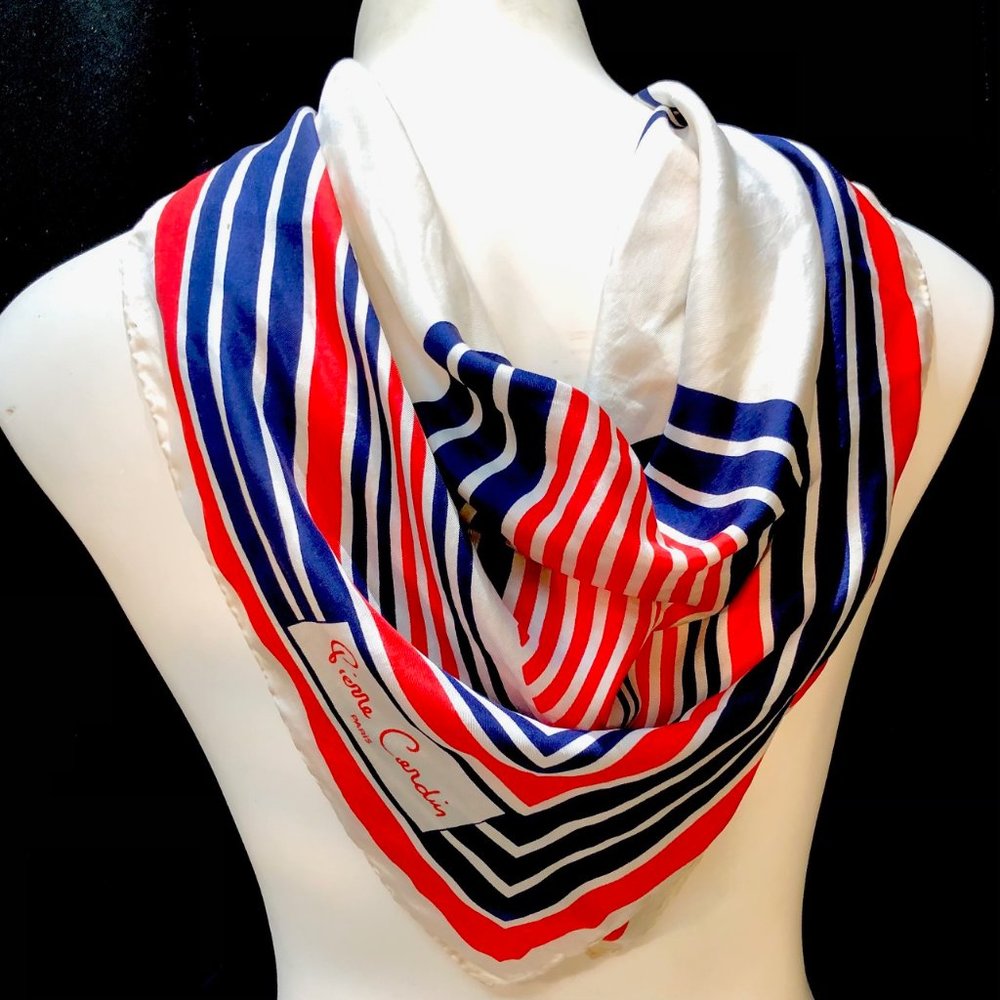 Pierre Cardin Vintage Geometric Twill Silk Scarf